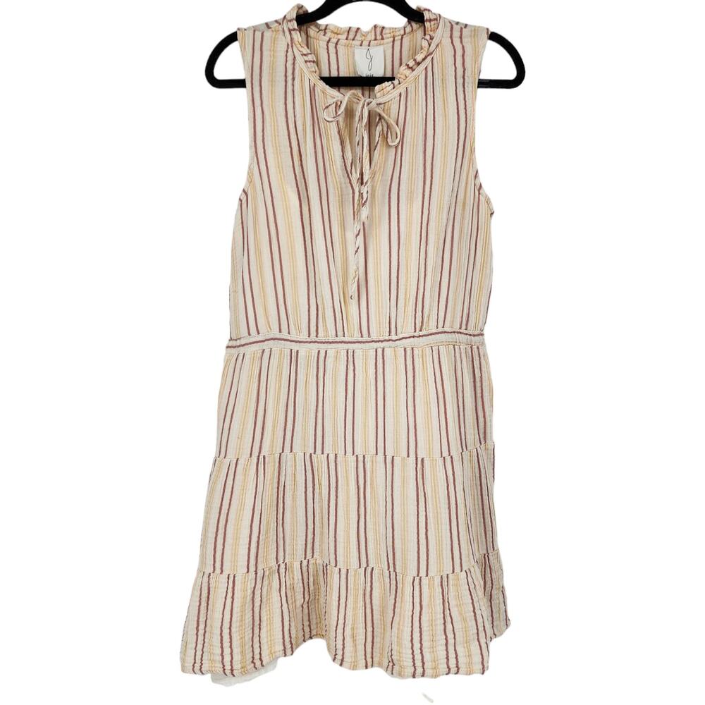 Joie Striped Sleeveless 100% Cotton Ruffle Tie Waist Sundress Size Large